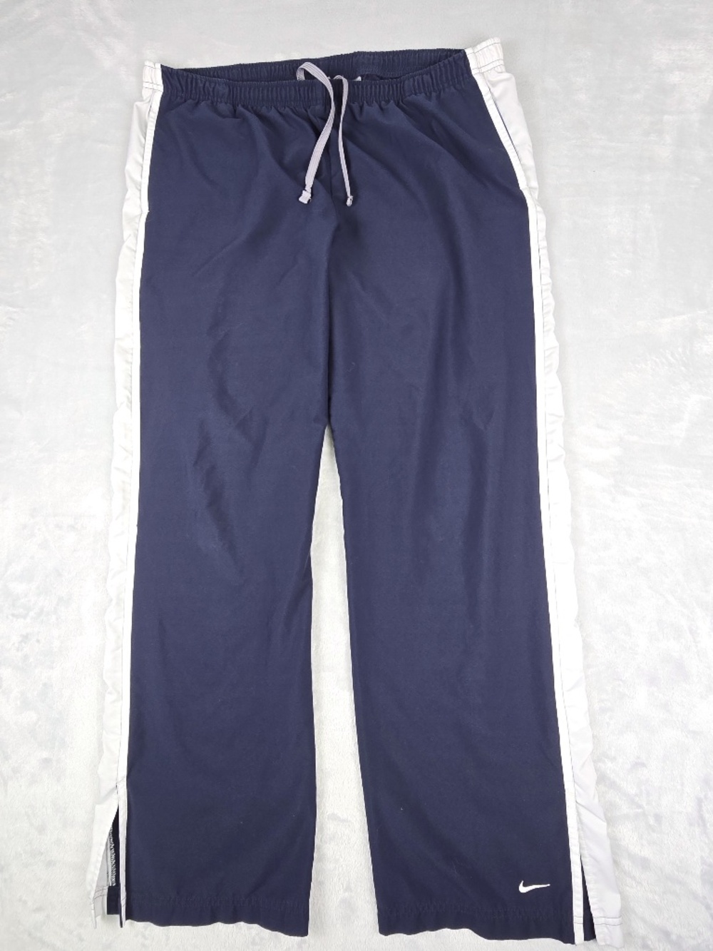 Vintage Nike Navy Blue Wide Leg Track Pants Open Hem Swoosh Y2K Size XL (16-18)
